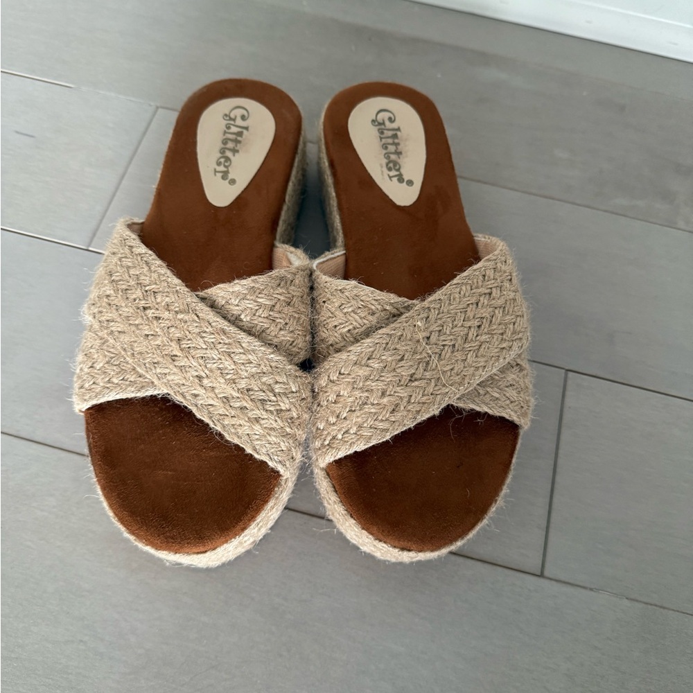Beige Woven Women's Sandals